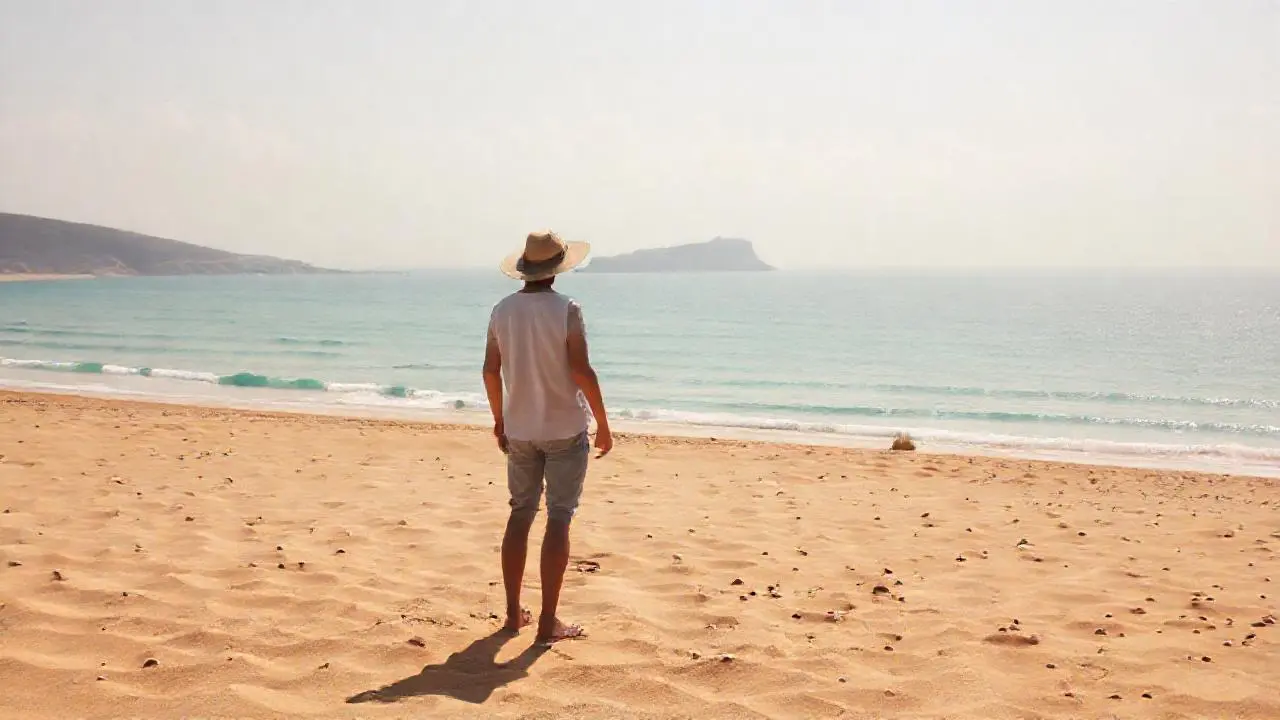 Tranquila playa dorada bajo cielo abierto