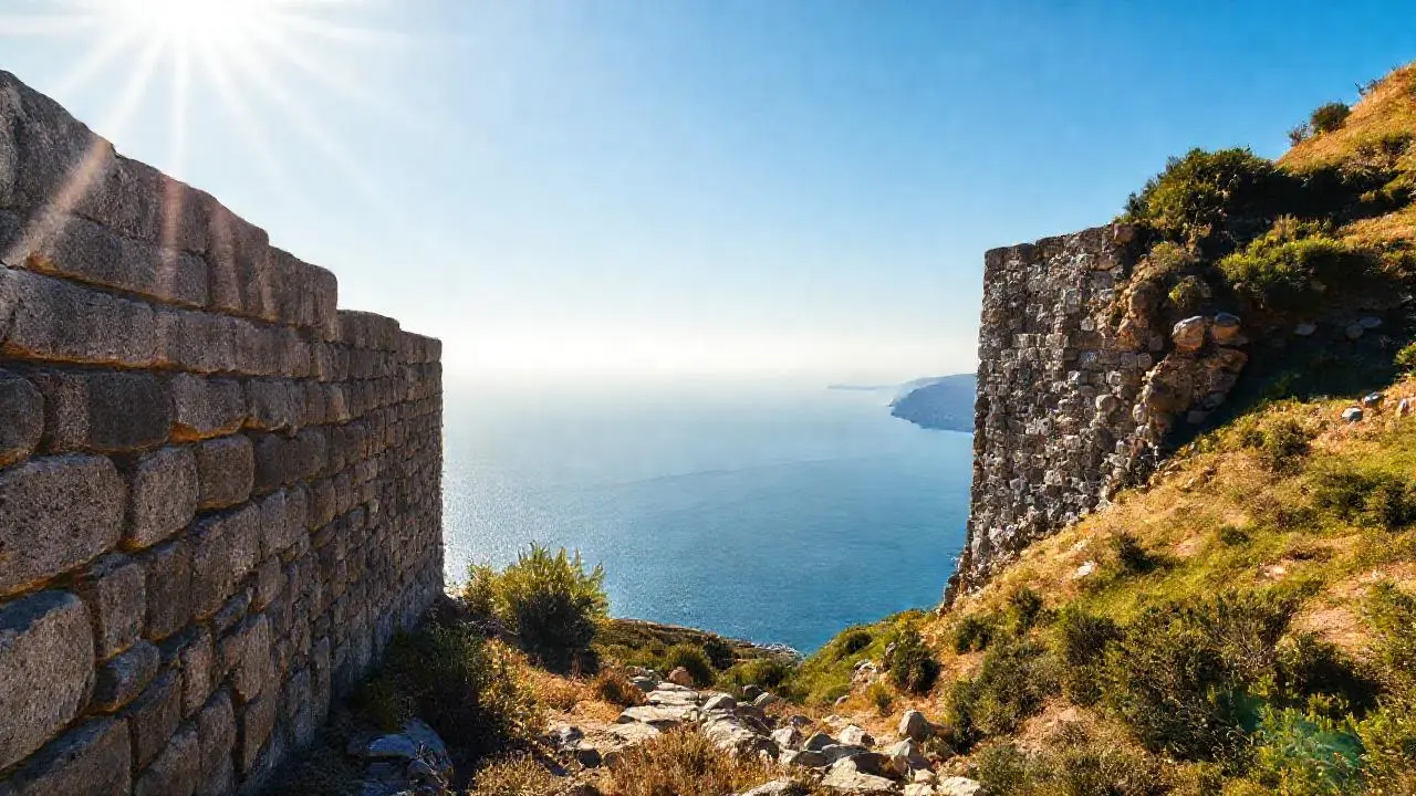Paisaje costero tranquilo y luminoso