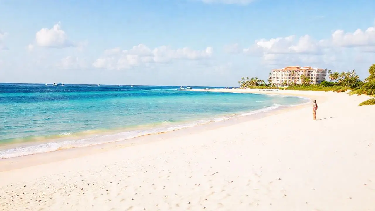 Playa tranquila bajo un cielo despejado