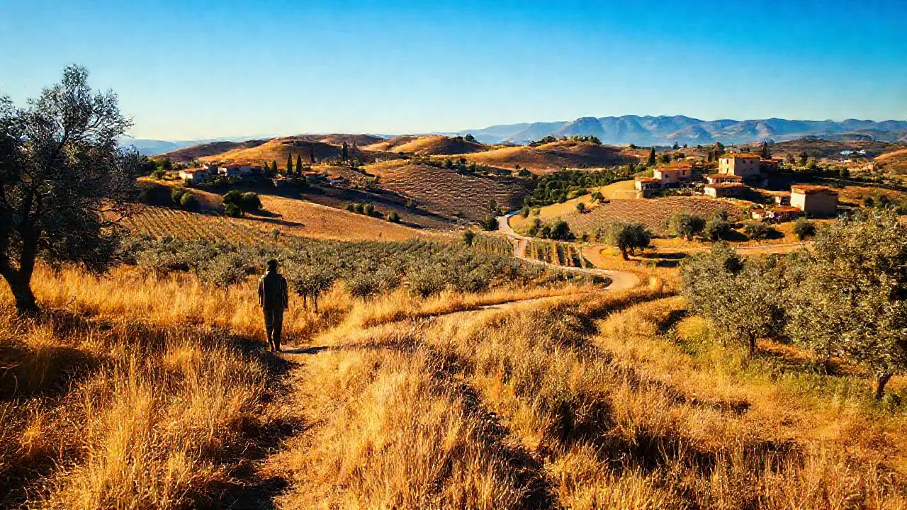 Paz rural, luz dorada y vastedad serena