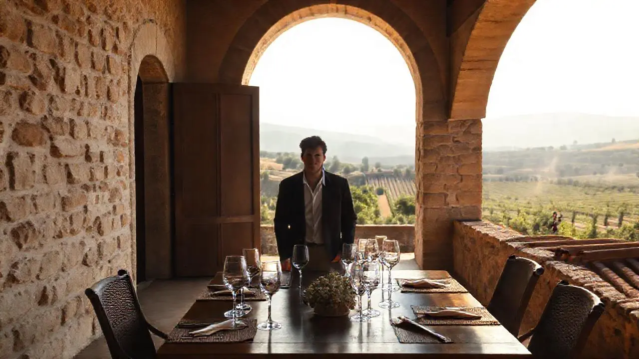 Escena cálida y relajada en un viñedo