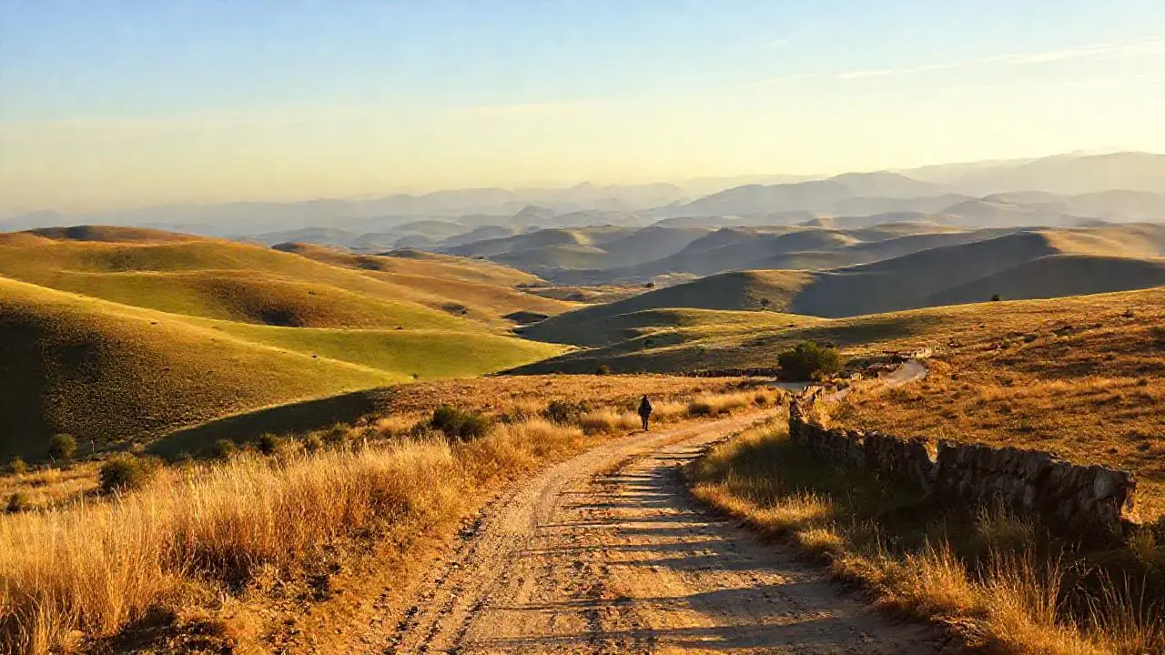 Paisaje rural vasto, tranquilo y soleado
