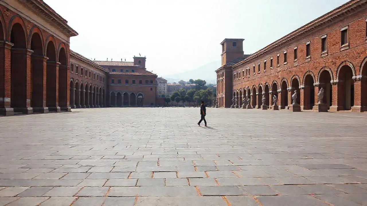 Plaza clásica, luminosa y serena