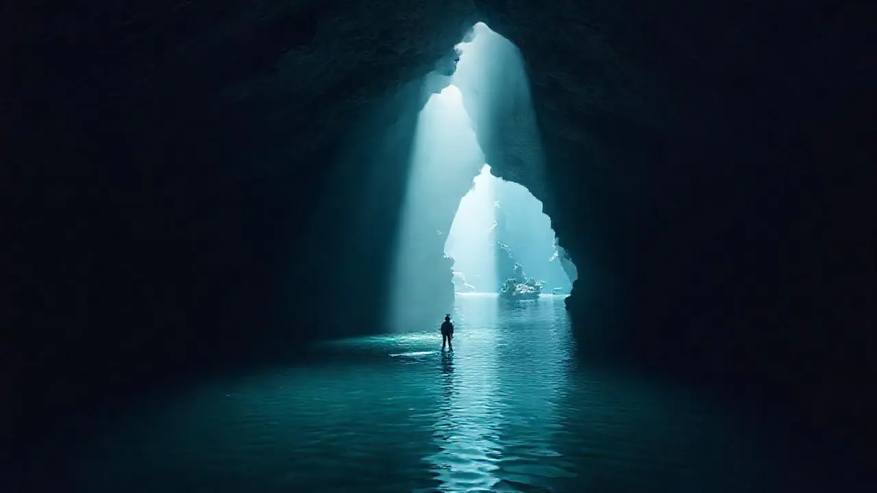 Cueva inmensa, tranquila y misteriosa