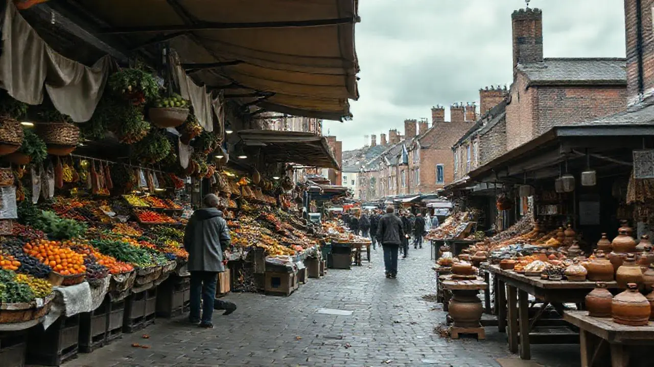 Mercado londinense, ambiente vibrante y nostálgico
