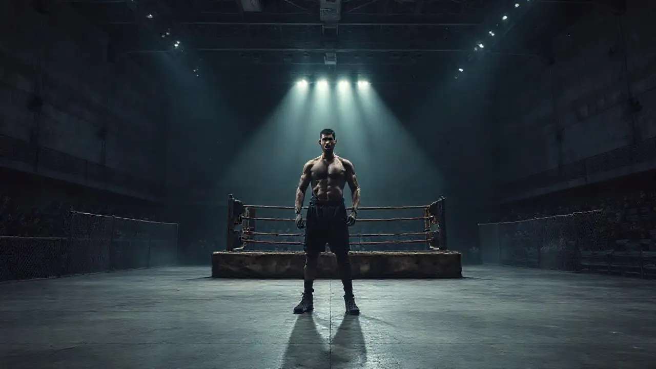 Un boxeador entrena en un espacio vasto