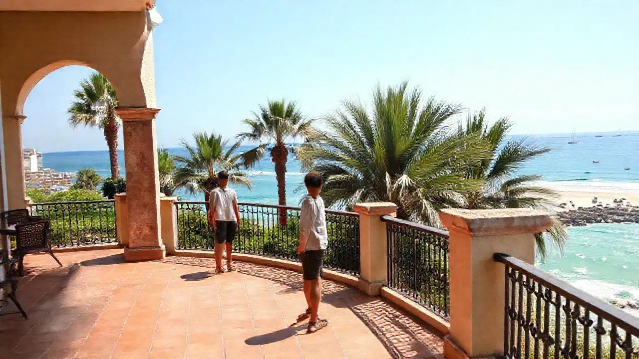 Tranquila escena costera de lujo y calma