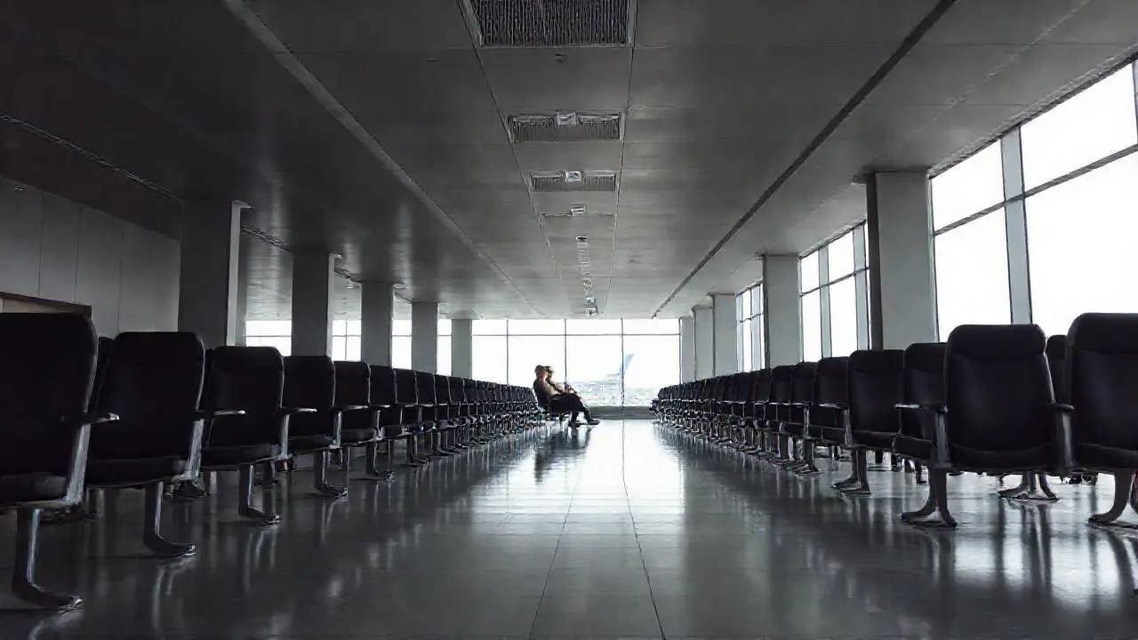 Sala de espera vacía, atmósfera de viaje