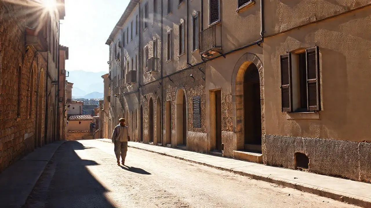 Calle antigua, tranquila y soleada