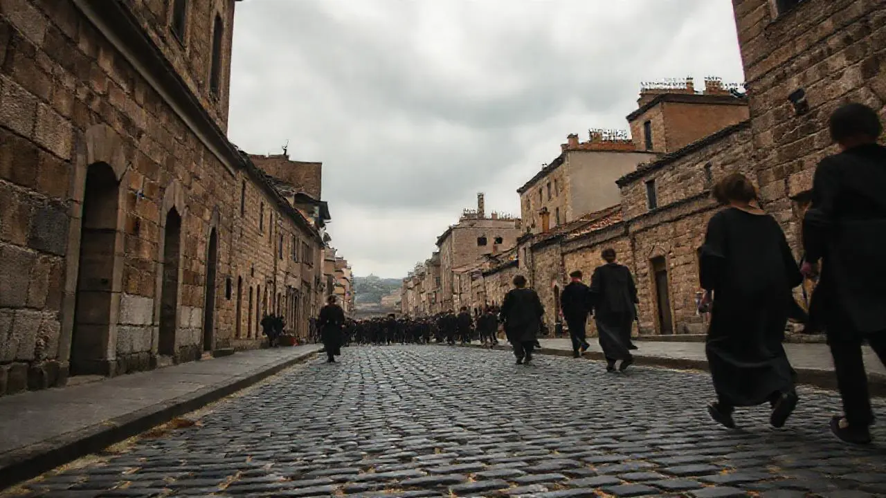 Escena urbana nostálgica, ligeramente borrosa