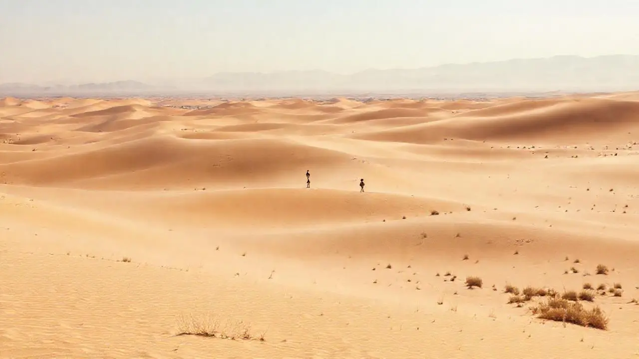 Inmenso desierto, soledad bajo el cielo