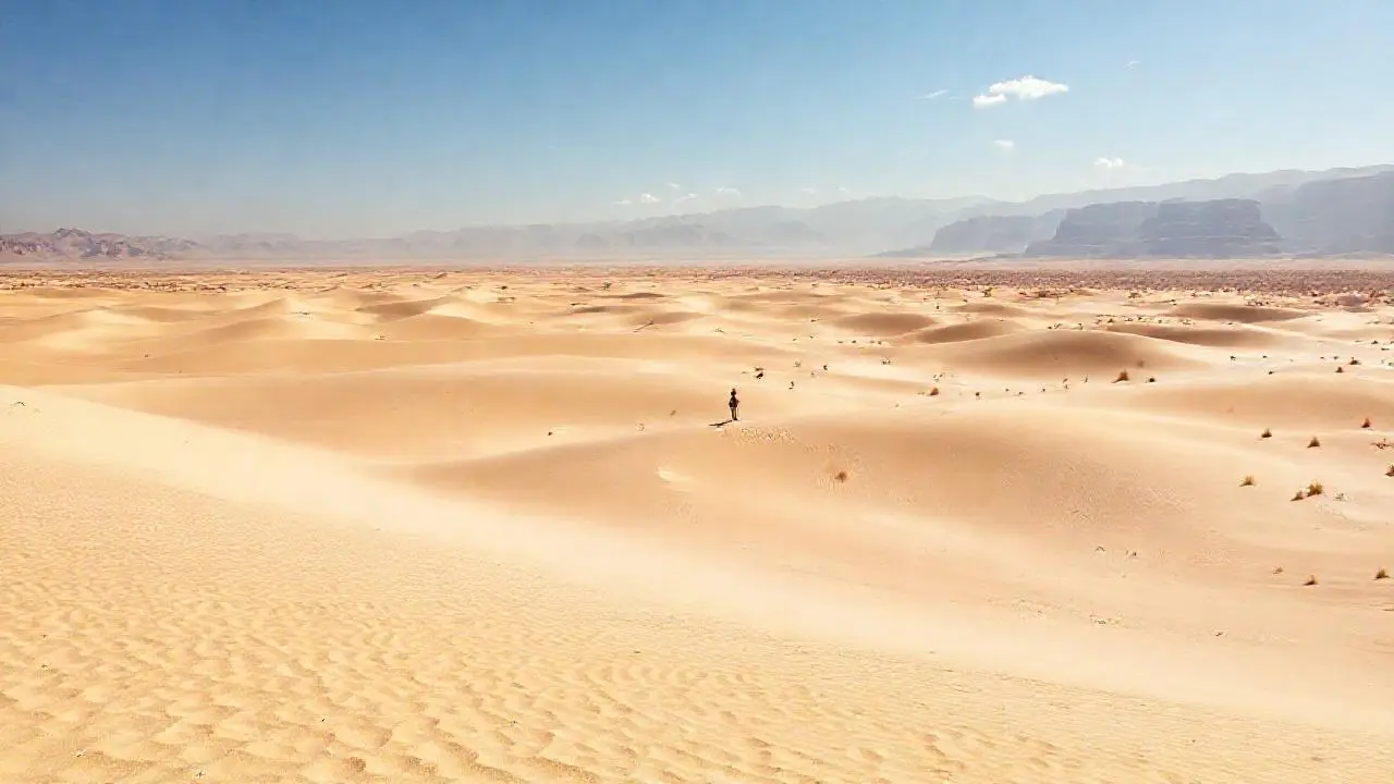 Paisaje árido, vasto y silencioso