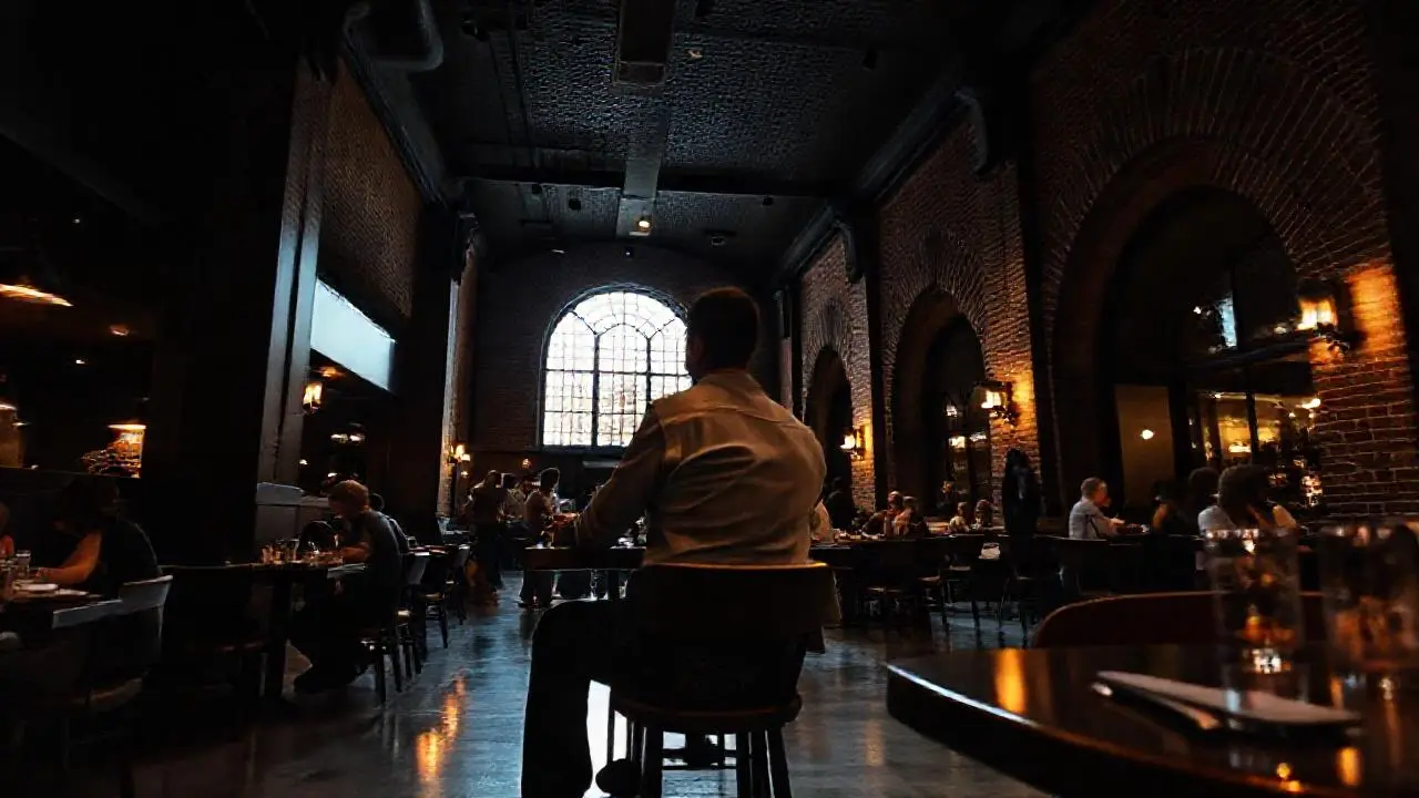 Ambiente oscuro, espacioso y vibrante