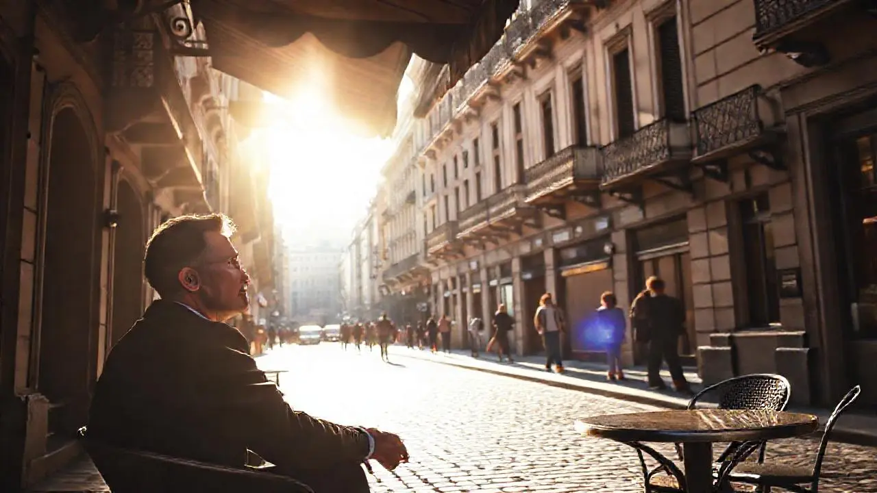 Luz suave inunda una calle histórica