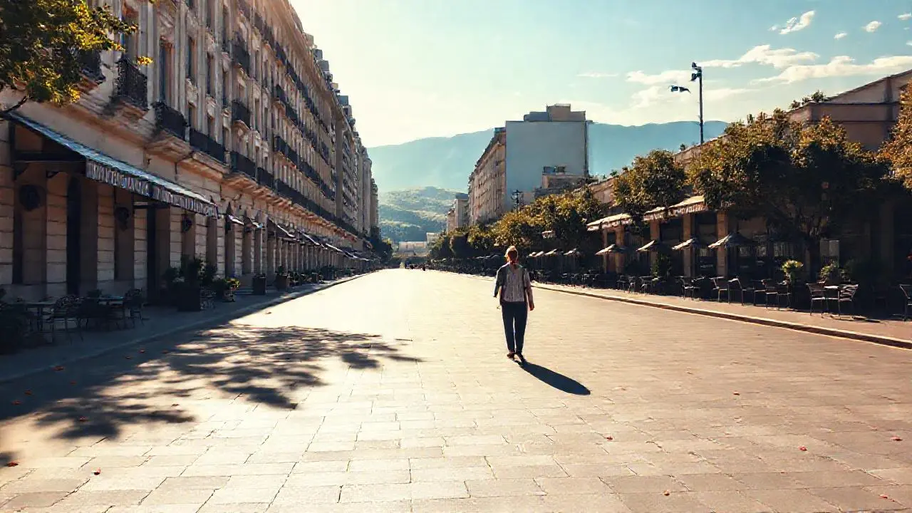 Calma urbana en un día soleado