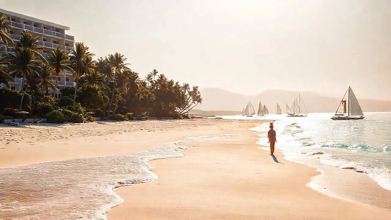 Playa tropical, calma y relajante paisaje