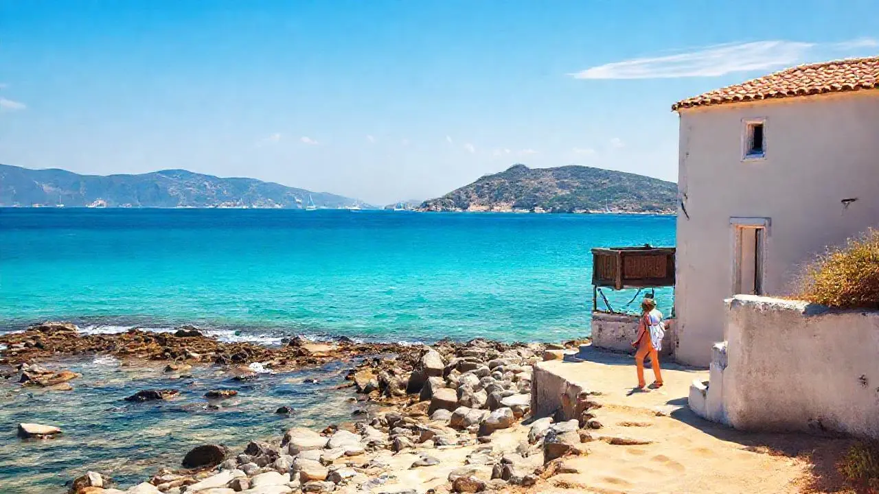 Tranquilidad costera bajo cielos azules