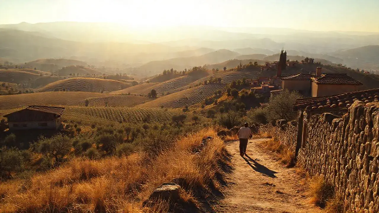 Paisaje italiano rural, cálido y sereno
