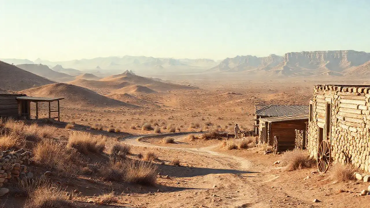 Paisaje árido y silencioso bajo el sol