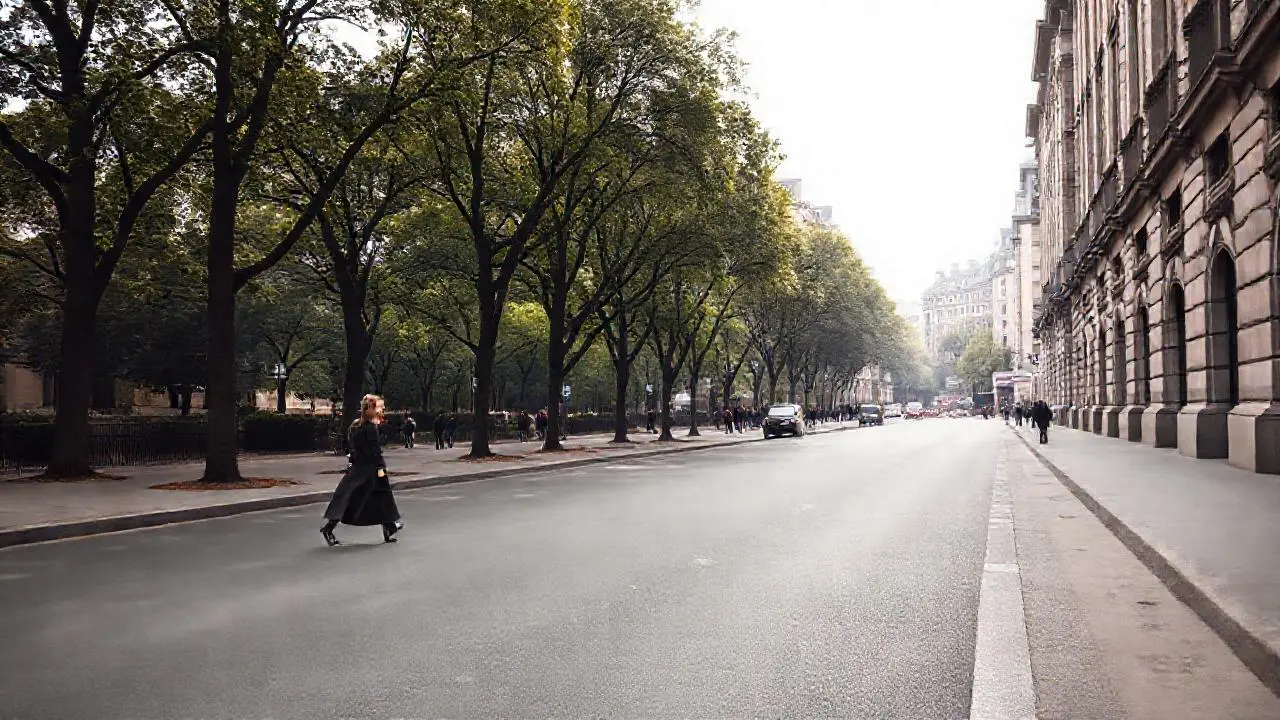 Calle urbana tranquila, con luz tenue