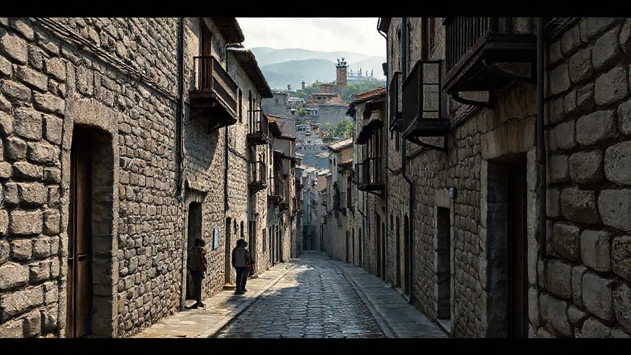 Pueblo antiguo, tranquilo y realista