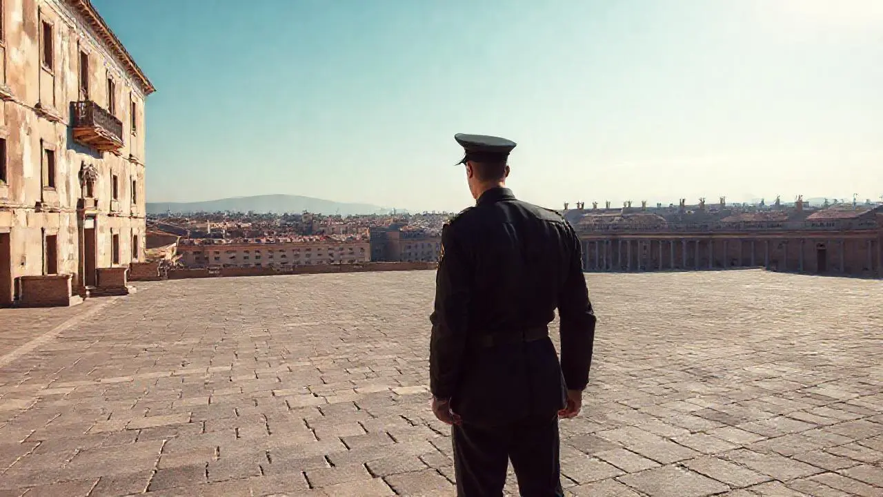 Plaza urbana tranquila y luminosa