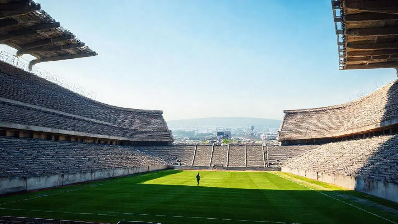 Estadio vasto, tranquilo y soleado