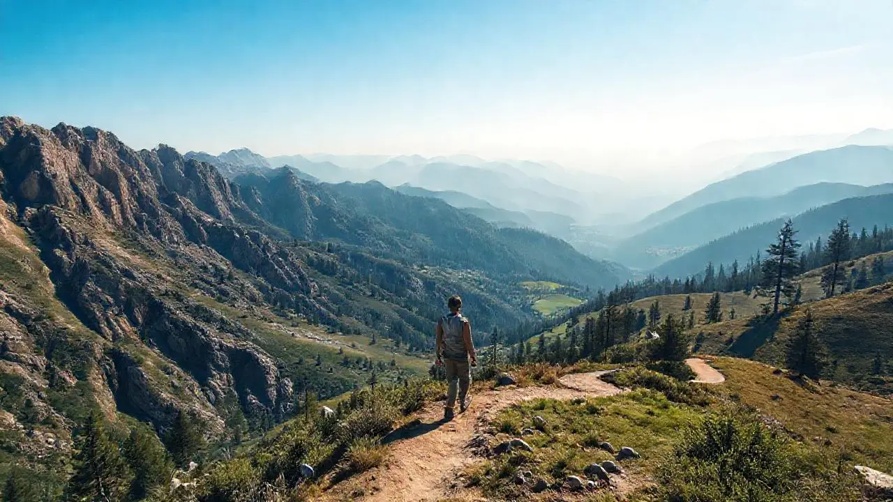 Paisaje montañoso sereno y vasto
