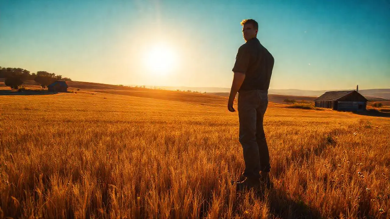 Campo dorado, soledad y luz cálida