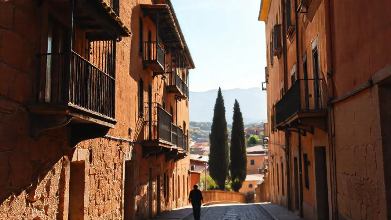 Arquitectura antigua, calma y perspectiva atmosférica