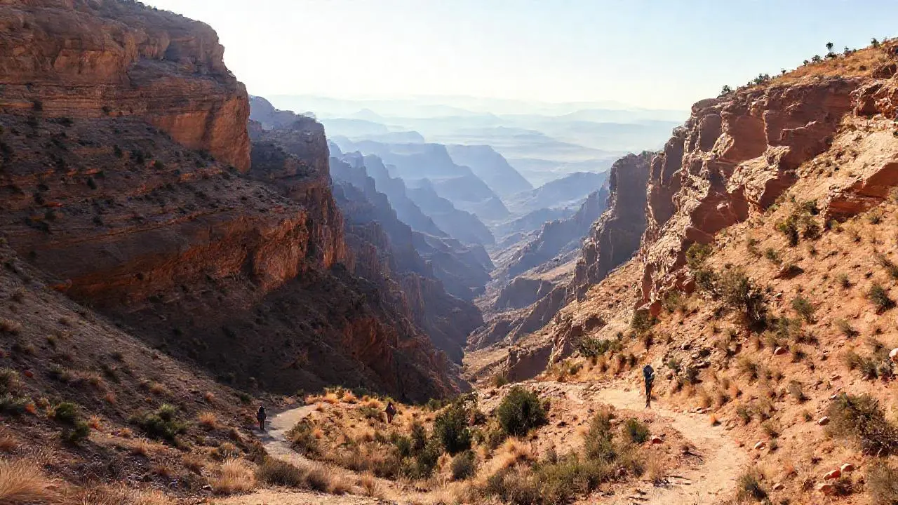 Paisaje árido y vasto, con luz suave