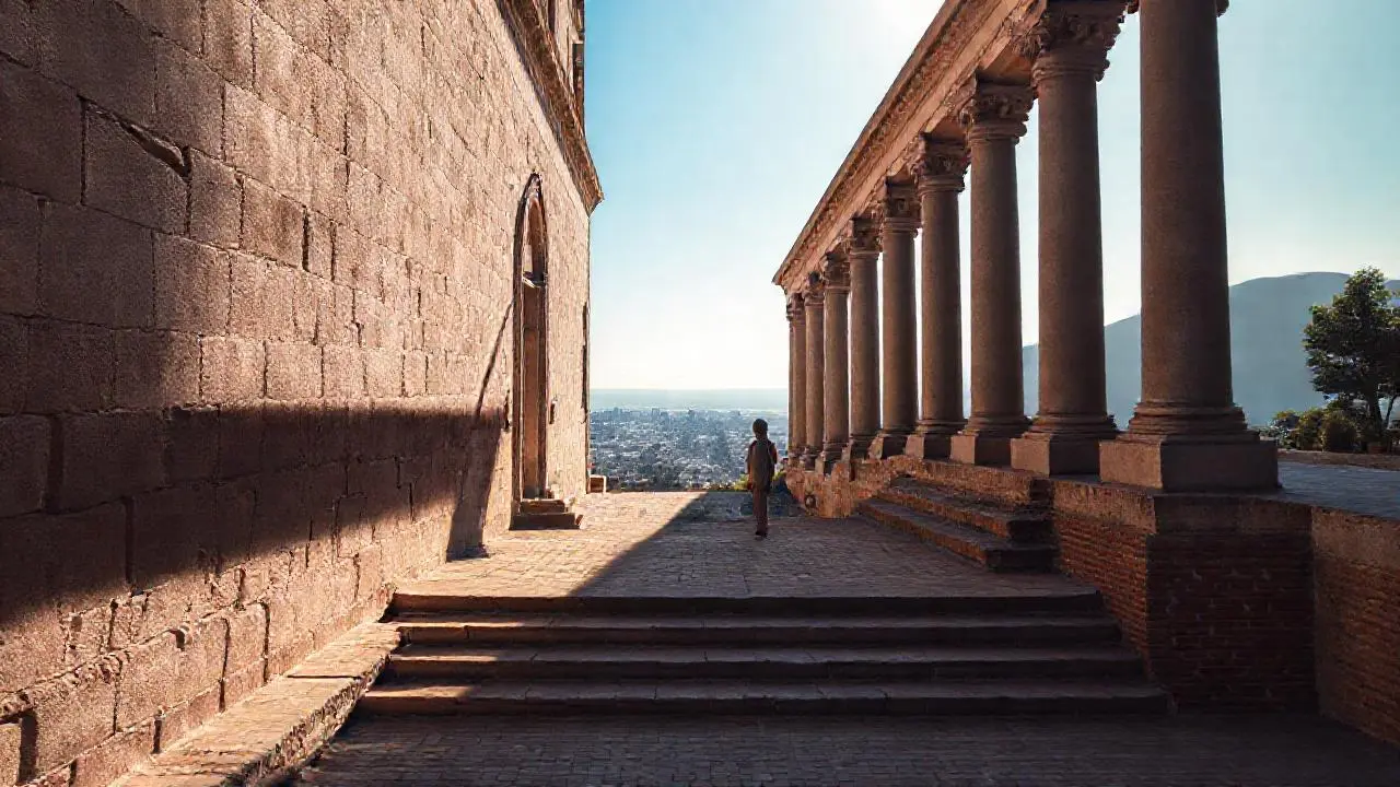 Arquitectura grandiosa y serena bajo la luz