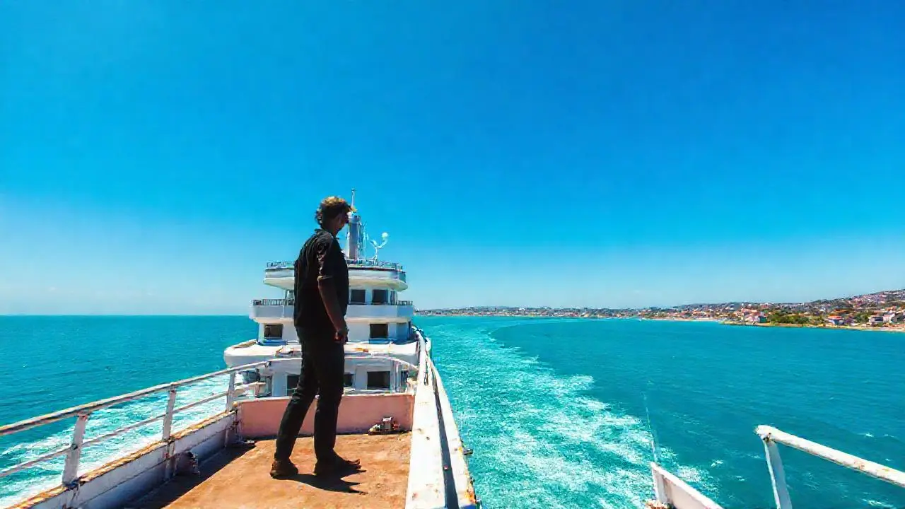 Un hombre observa el mar desde un ferry