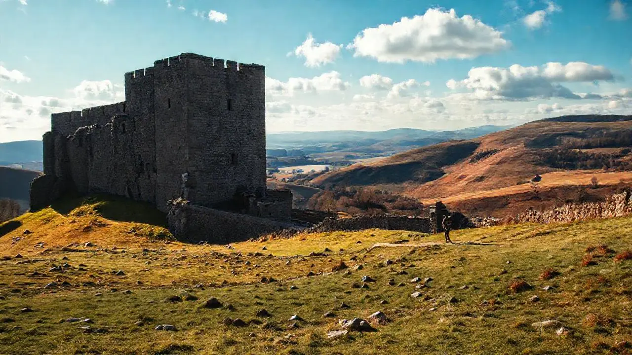 Castillo medieval imponente en paisaje rural