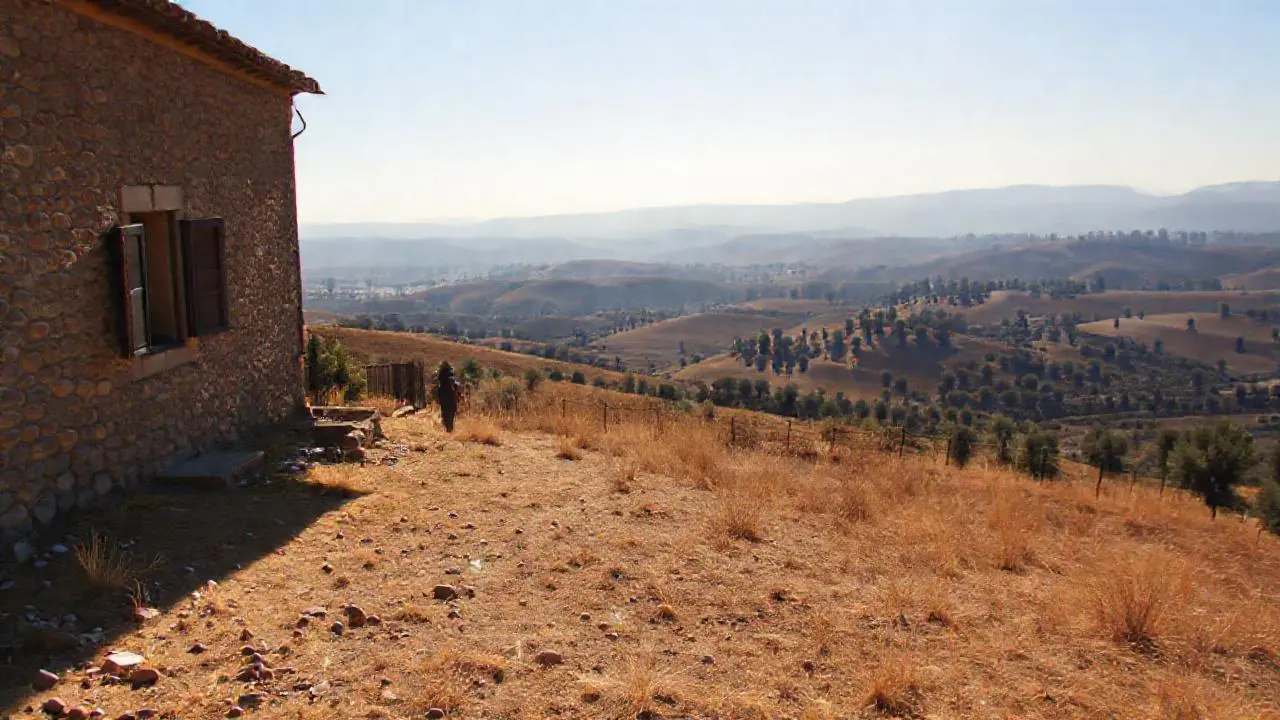 Paz rural bañana la vista serena