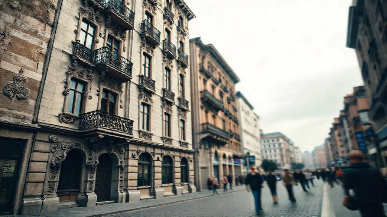 Fachada imponente en vibrante entorno urbano