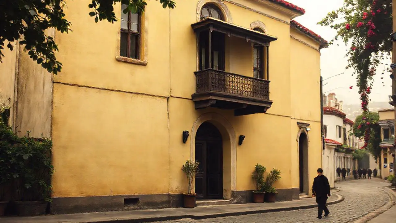 Mansión colonial antigua, silenciosa y desvanecida