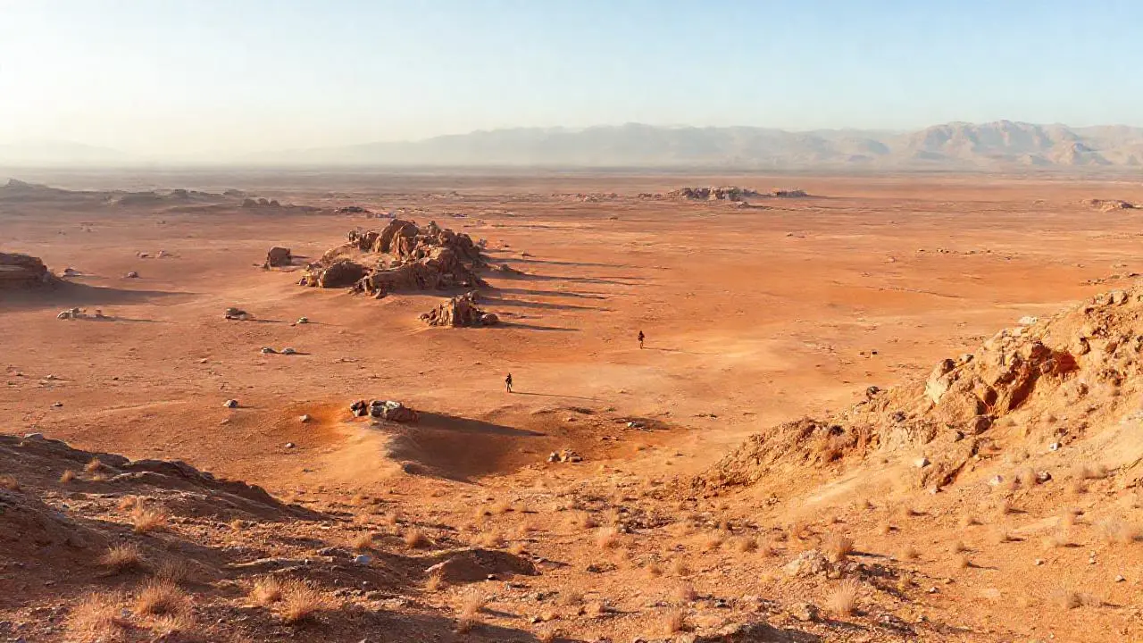 Paisaje árido y vasto, silenciosamente extenso