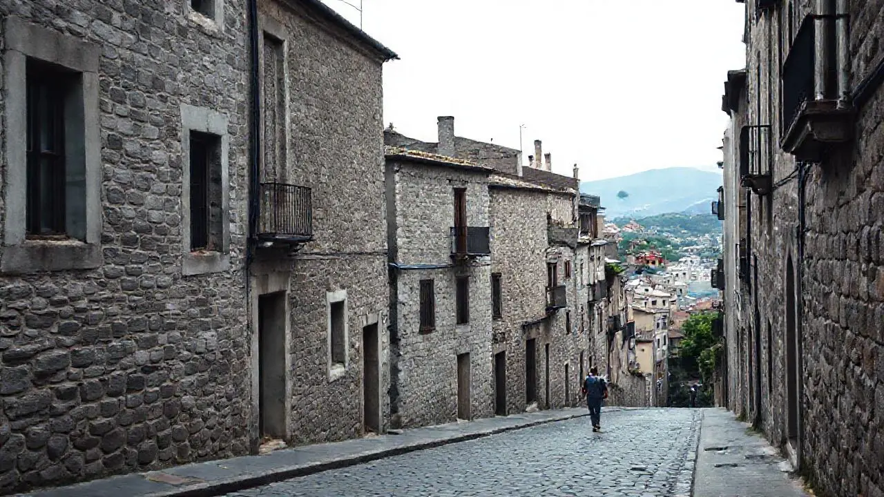 Un paisaje urbano antiguo y melancólico
