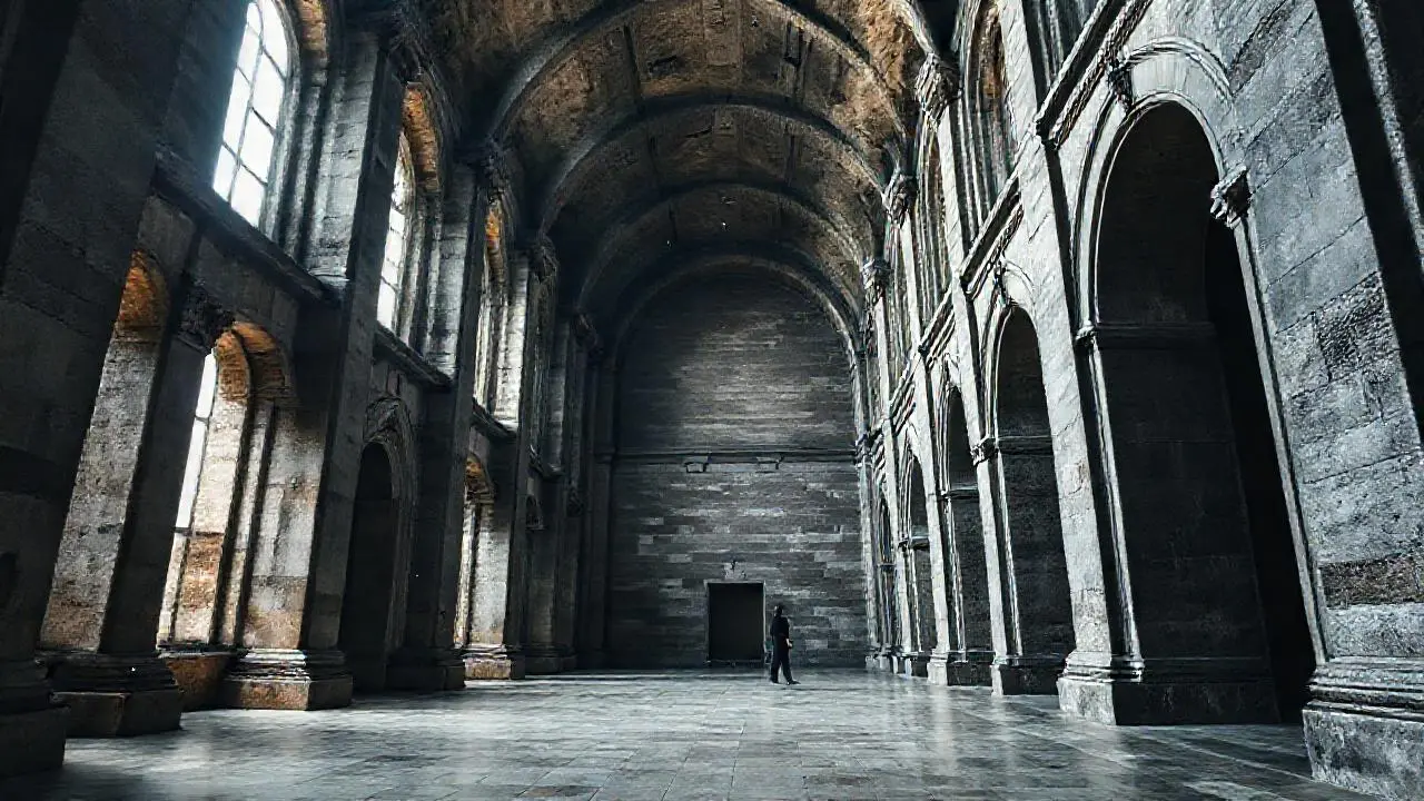 Antiguo y silencioso espacio grandioso