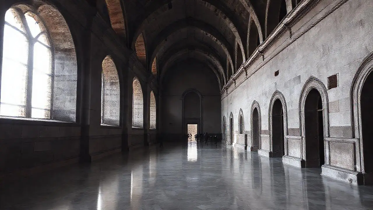 Amplio espacio arquitectónico, sereno y antiguo