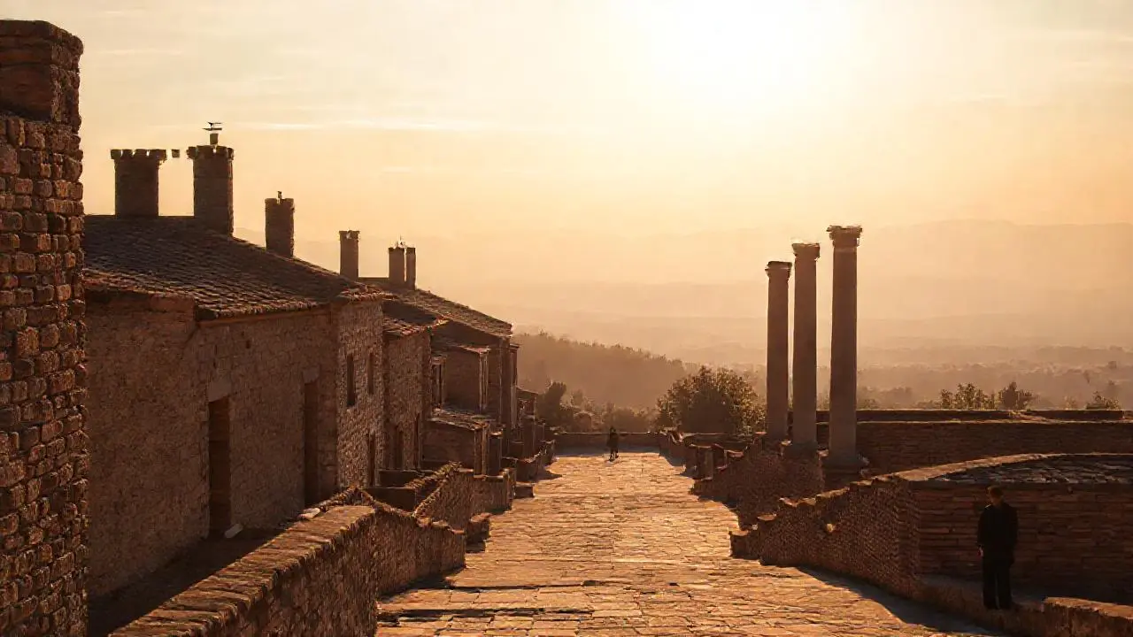 Paisaje antiguo, tranquilo y luminoso