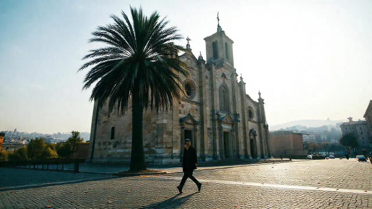 Tranquila escena urbana, luz y espacio