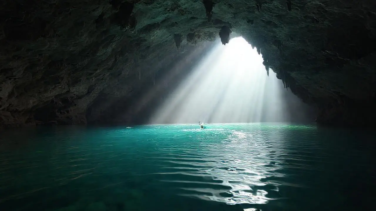Cueva subterránea, calma y misteriosa belleza