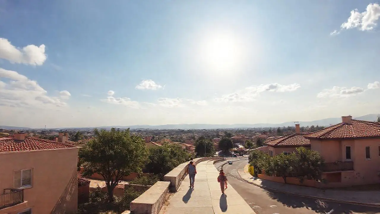 Escena urbana tranquila, cálida y luminosa