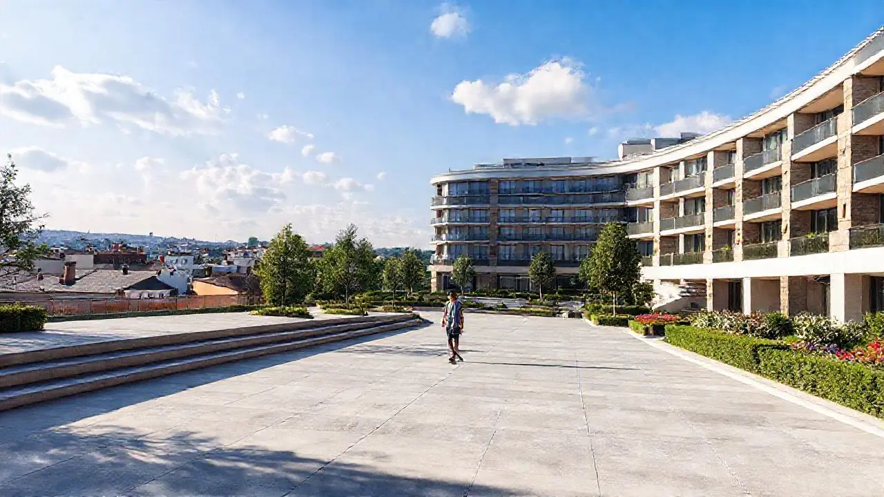 Plaza moderna, tranquila y luminosa