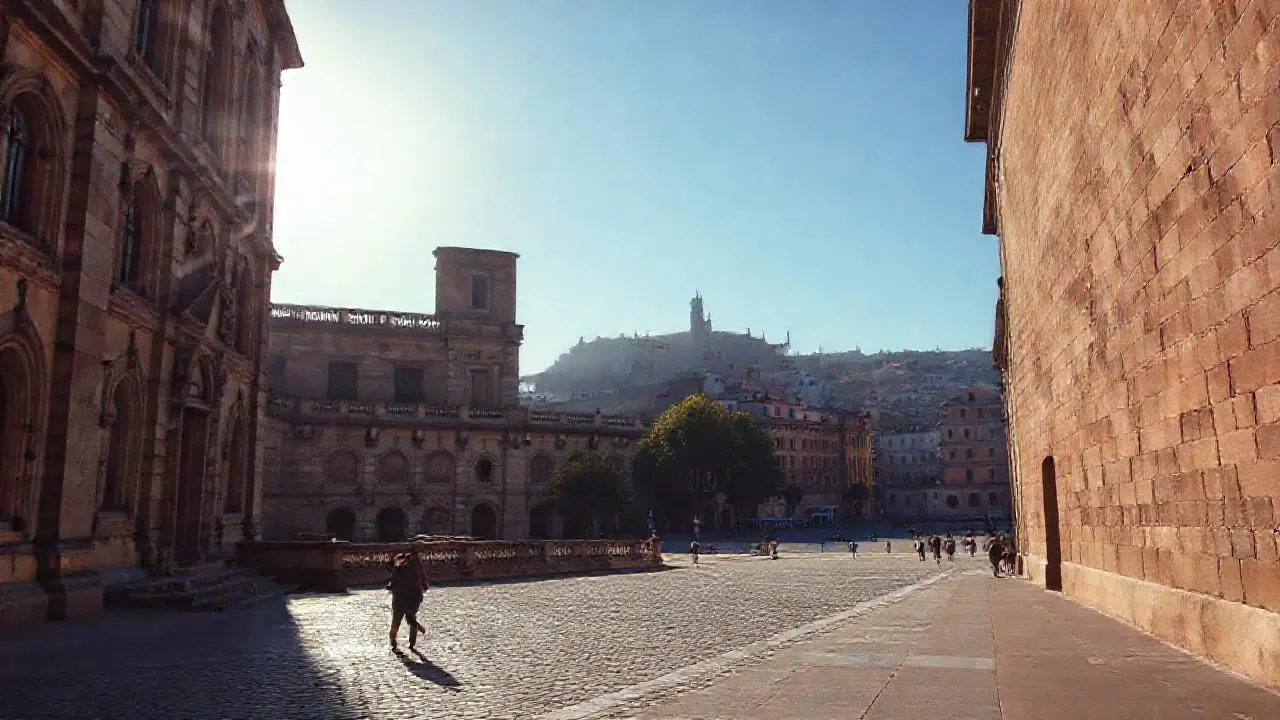 Arquitectura histórica, luz suave y espacio amplio