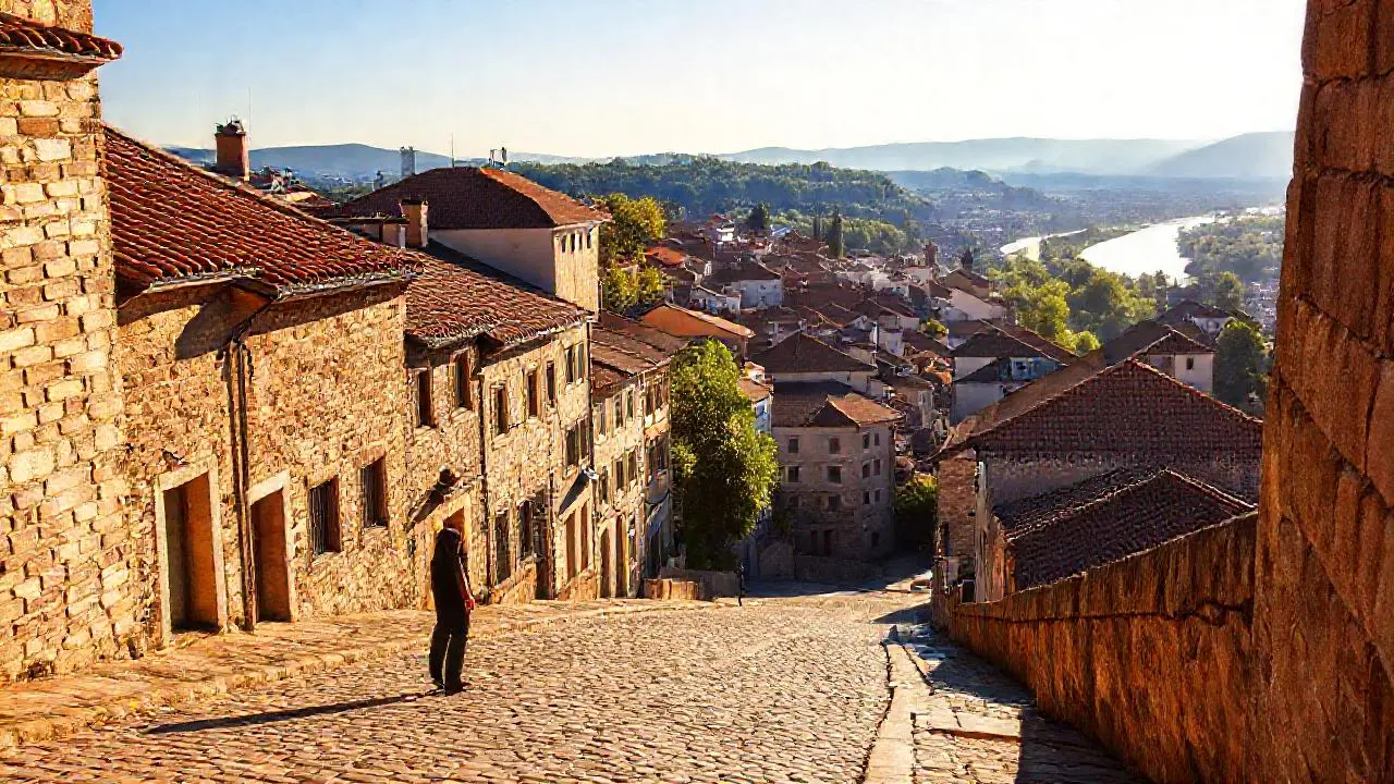 Pueblo antiguo, tranquilo y bañado por la luz