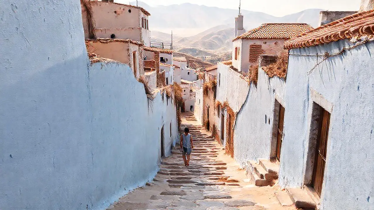 Un pueblo antiguo, tranquilo y soleado