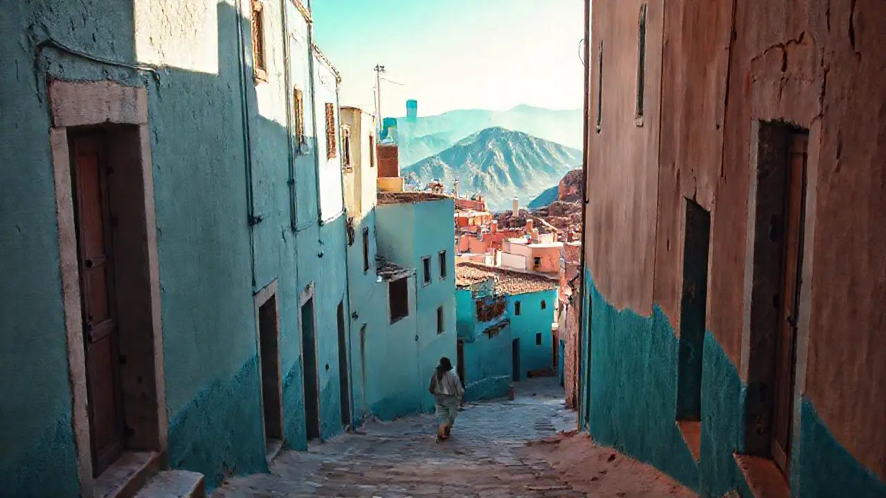 Pueblo azul, tranquilo y luminoso